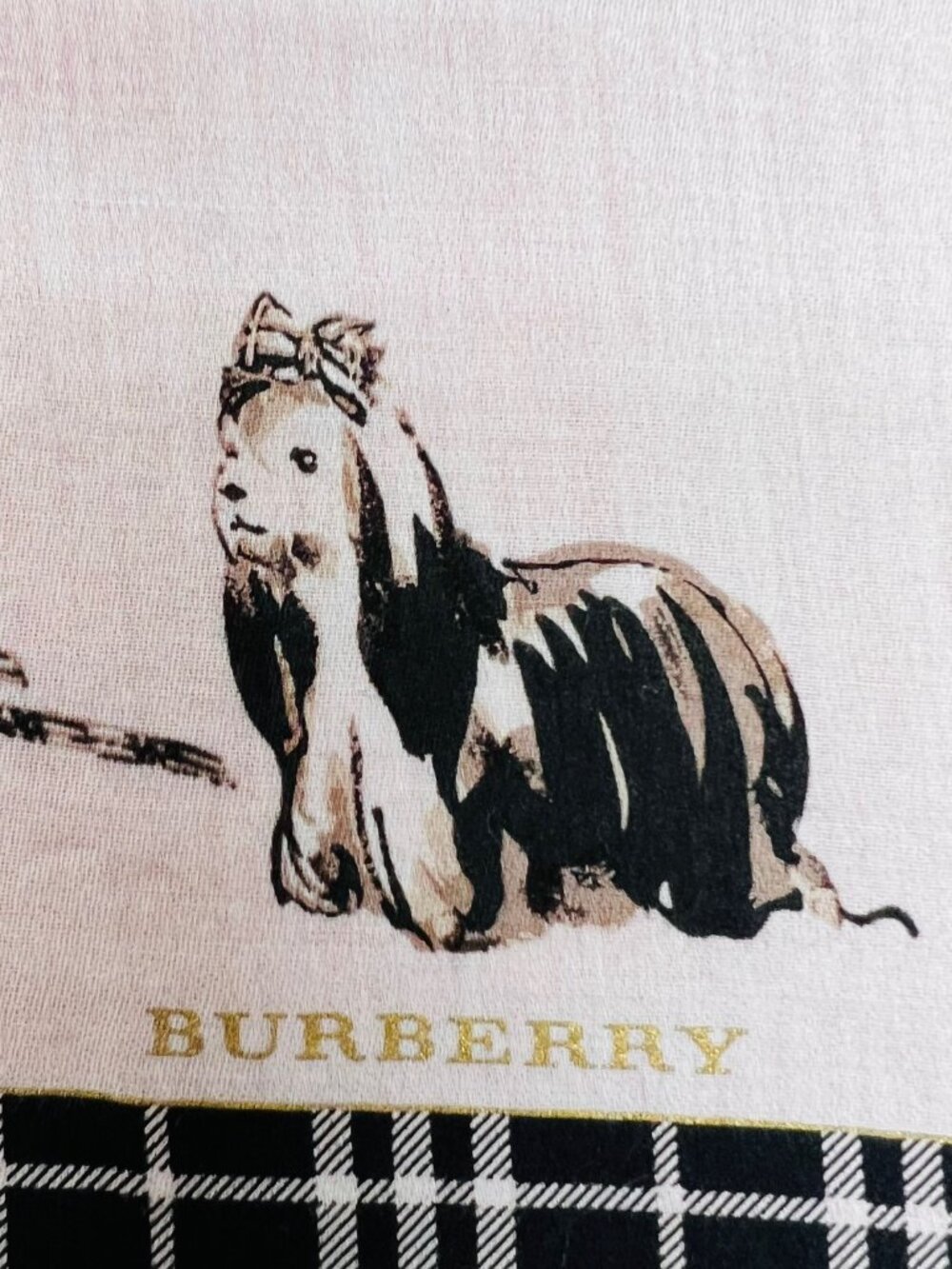 Buberrys Neck-kerchief 19.5" cotton  Ivery gray black dogs printed all over (86 - Picture 9 of 10